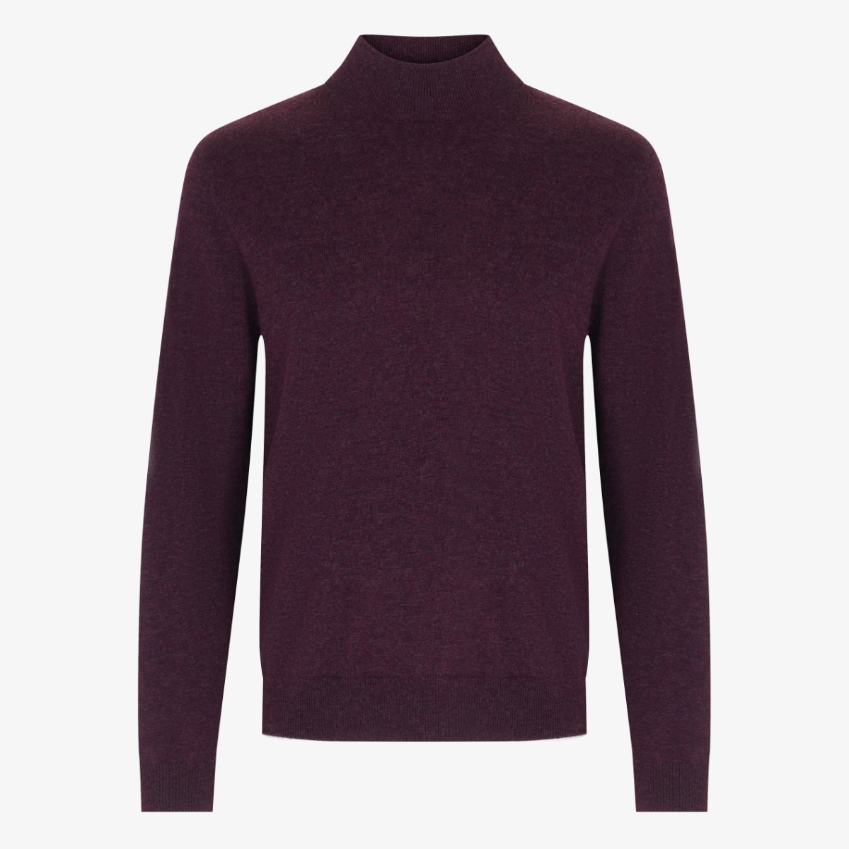 BML aubergine wool and cashmere mock neck sweater