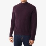 BML aubergine wool and cashmere mock neck sweater