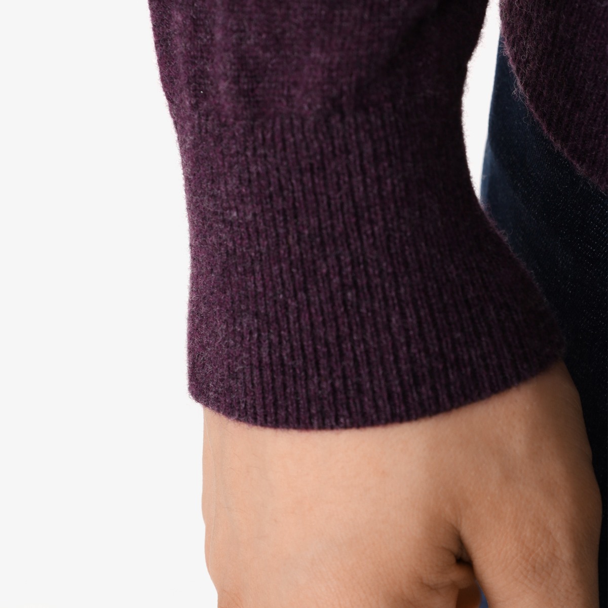 BML aubergine wool and cashmere mock neck sweater