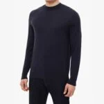 BML charcoal wool and silk crew neck sweater