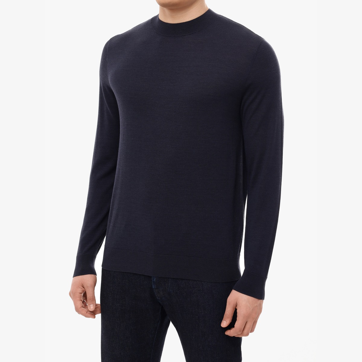 BML charcoal wool and silk crew neck sweater