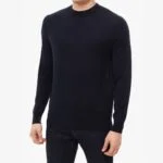 BML navy wool and silk crew neck sweater