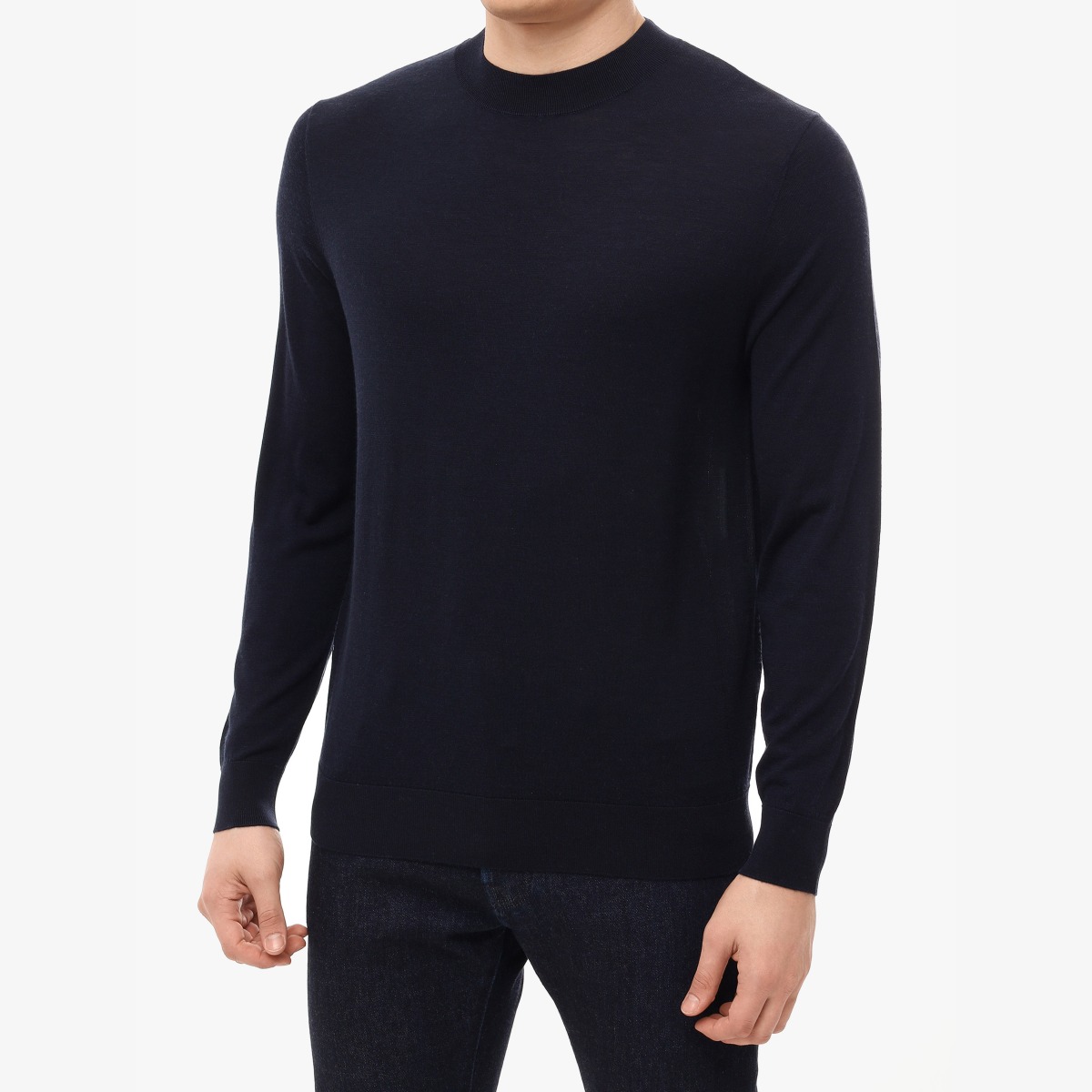 BML navy wool and silk crew neck sweater