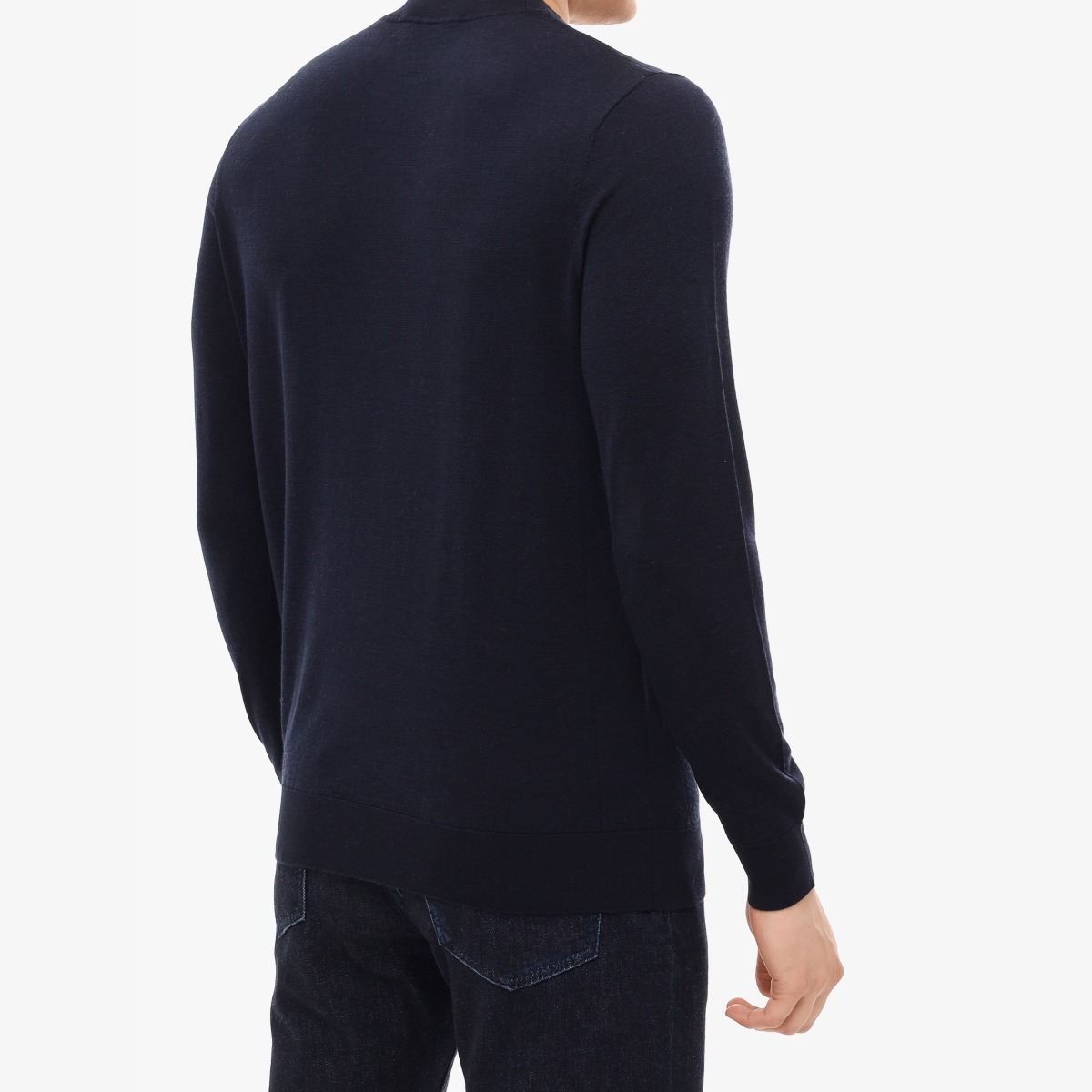 BML navy wool and silk crew neck sweater
