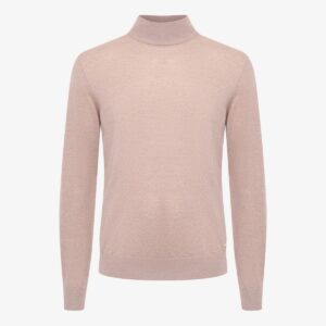 BML beige merino wool mock neck sweater