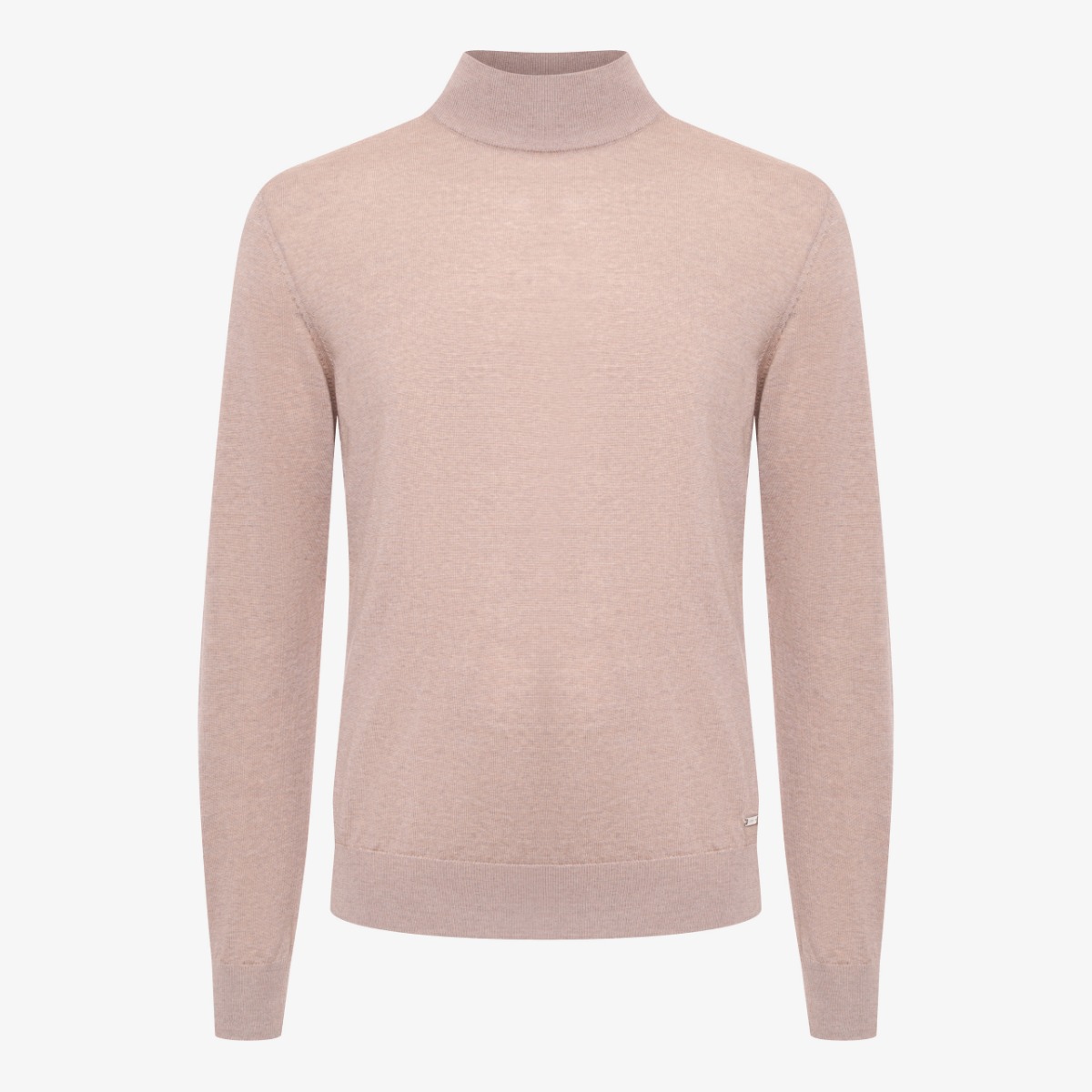 BML beige merino wool mock neck sweater