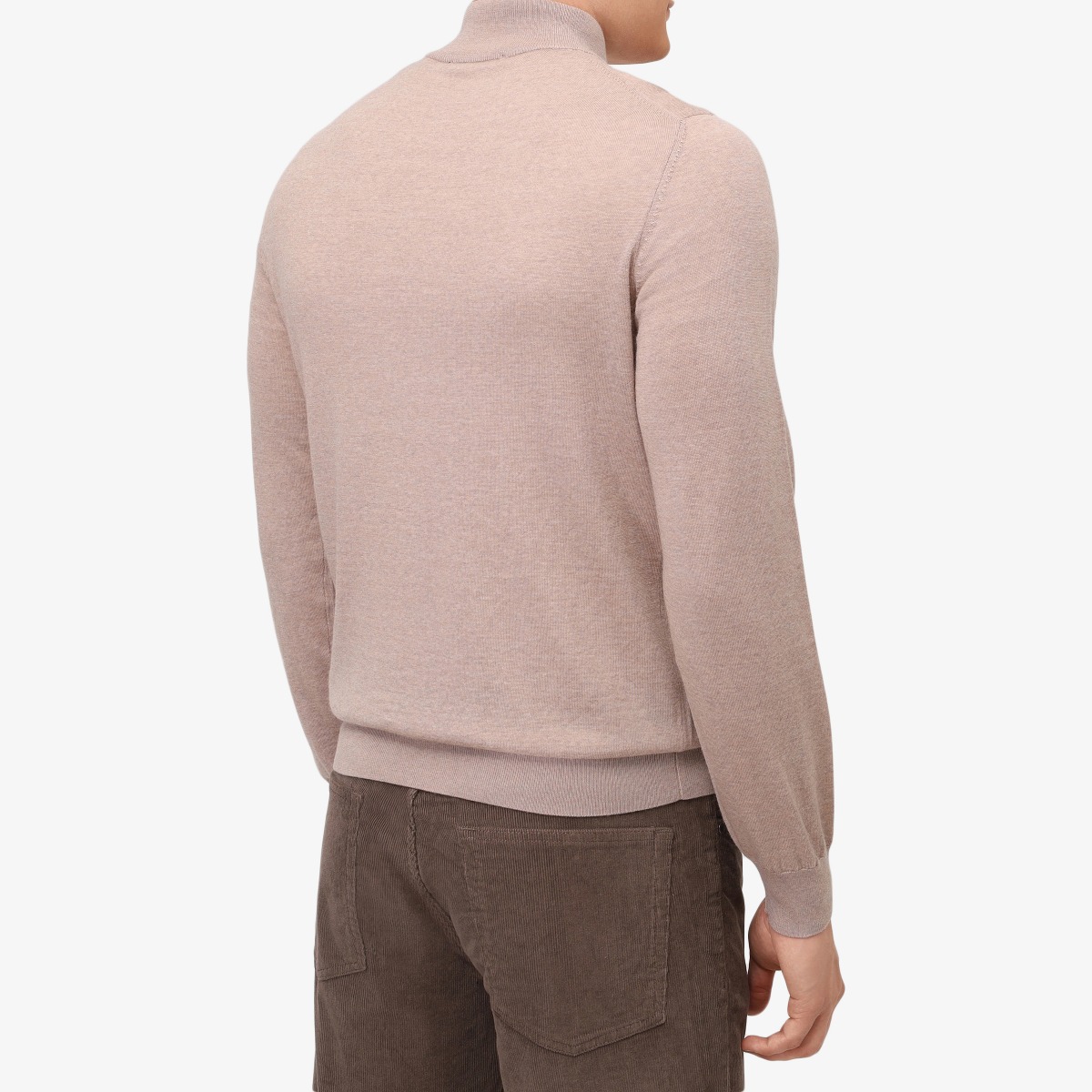 BML beige merino wool mock neck sweater