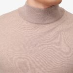 BML beige merino wool mock neck sweater