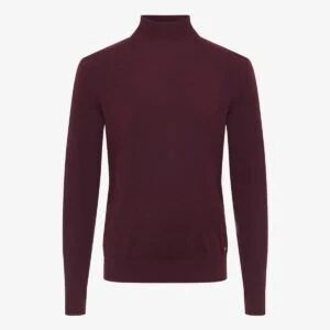 BML burgundy merino wool mock neck sweater