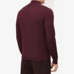 BML burgundy merino wool mock neck sweater