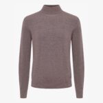 BML brown merino wool mock neck sweater