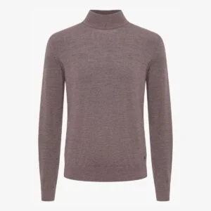 BML brown merino wool mock neck sweater