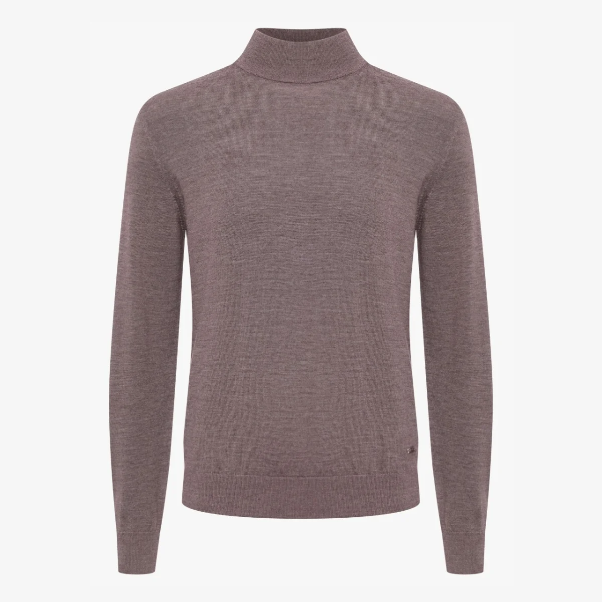 BML brown merino wool mock neck sweater