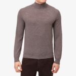 BML brown merino wool mock neck sweater