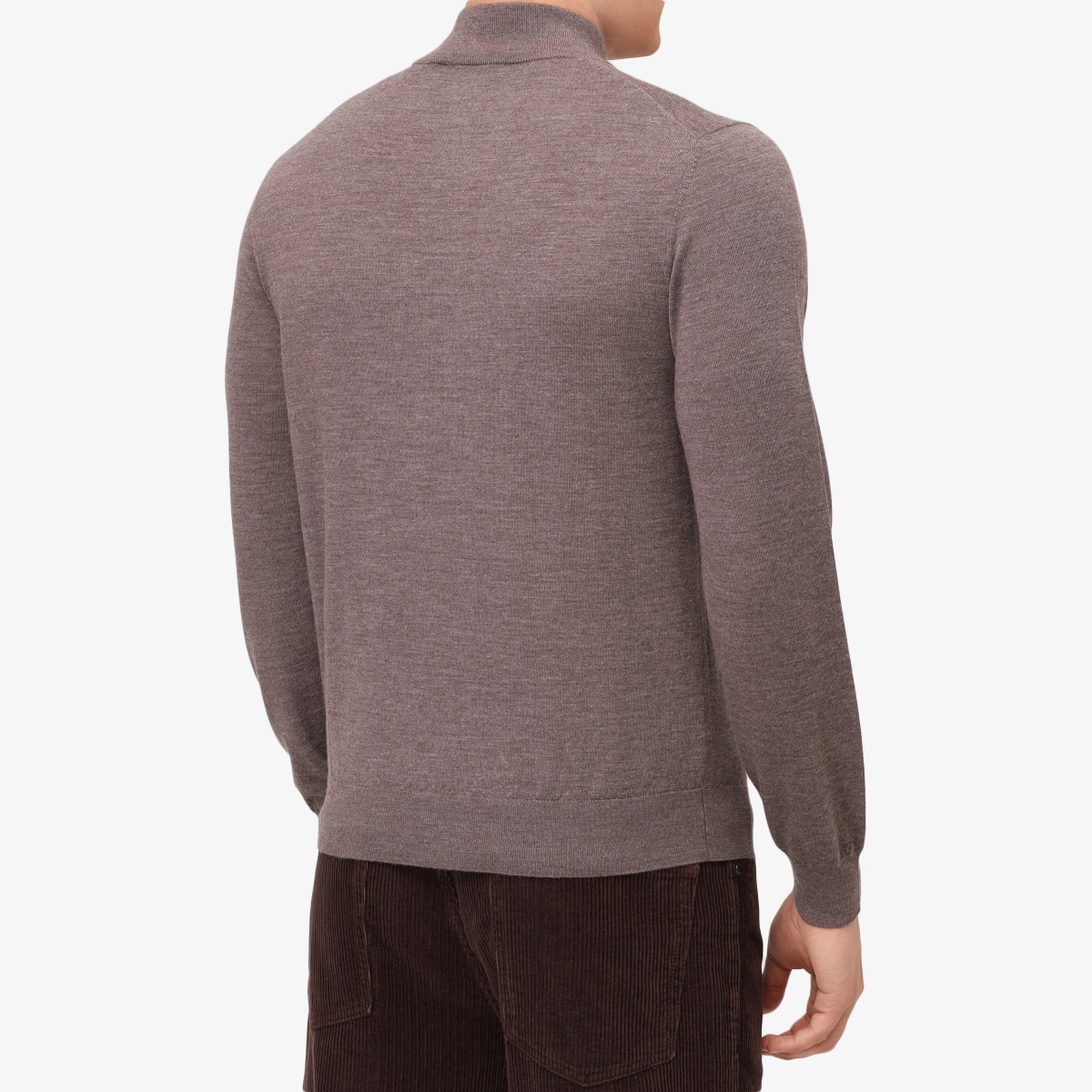 BML brown merino wool mock neck sweater