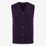 BML aubergine merino wool v-neck vest