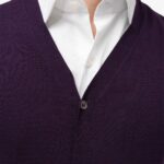 BML aubergine merino wool v-neck vest