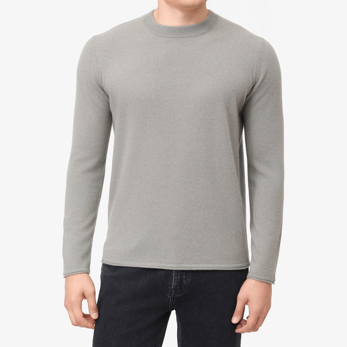 BML grey cashmere crew neck sweater