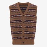 BML brown Fair Isle merino wool v-neck vest