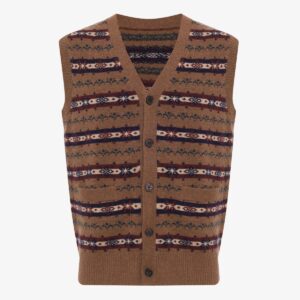 BML brown Fair Isle merino wool vest