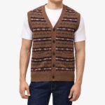 BML brown Fair Isle merino wool v-neck vest