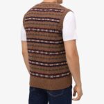 BML brown Fair Isle merino wool v-neck vest
