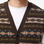 BML dark brown Fair Isle merino wool v-neck vest