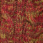 BML rust merino wool cable knit shawl collar cardigan