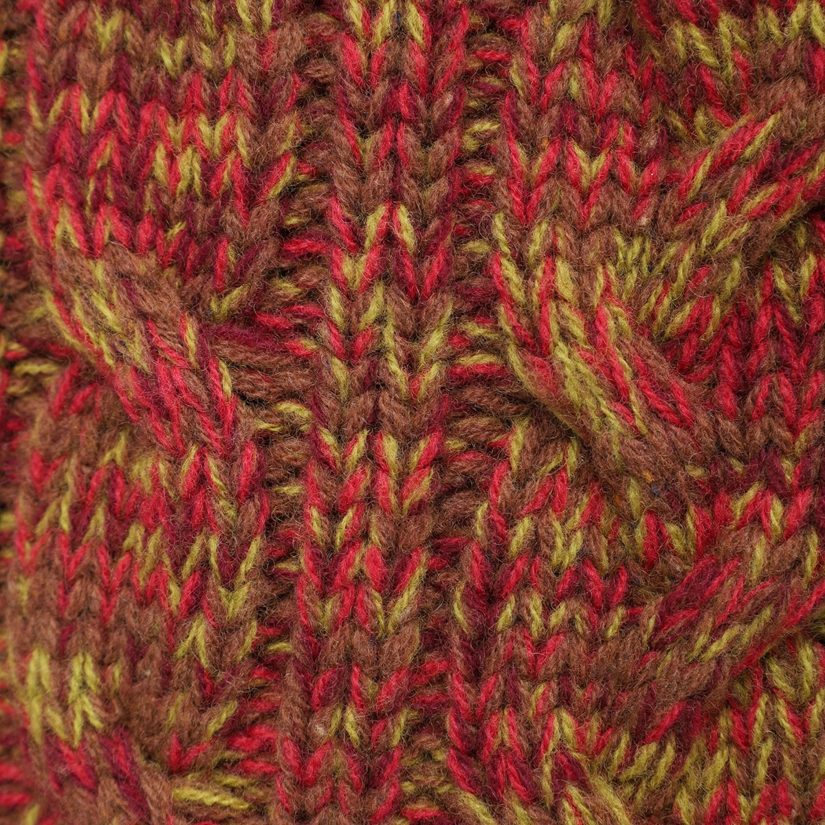 BML rust merino wool cable knit shawl collar cardigan