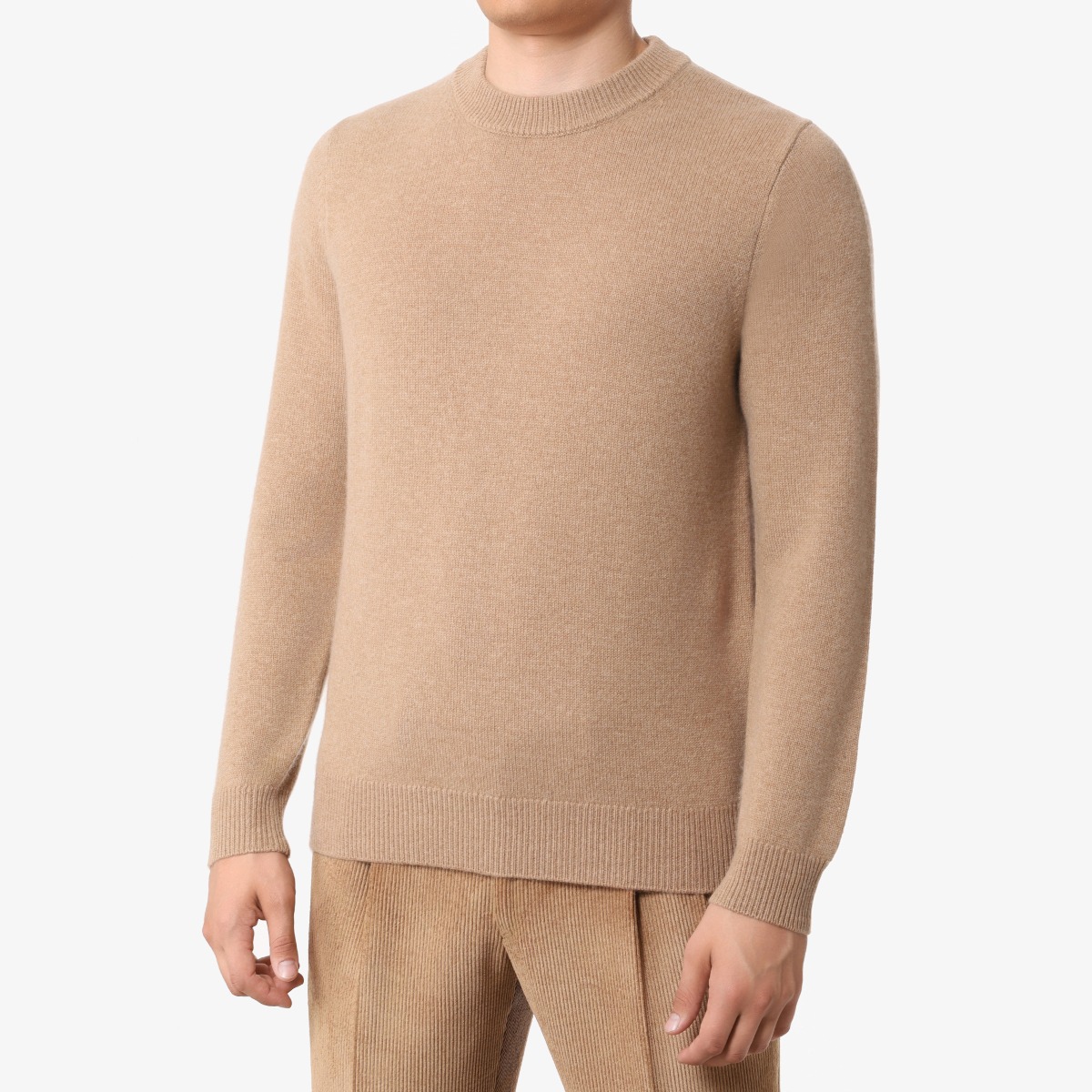 BML camel cashmere crew neck sweater