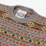 Jamiesons rudas Fair Isle rašto vilnos megztinis apvalia apykakle
