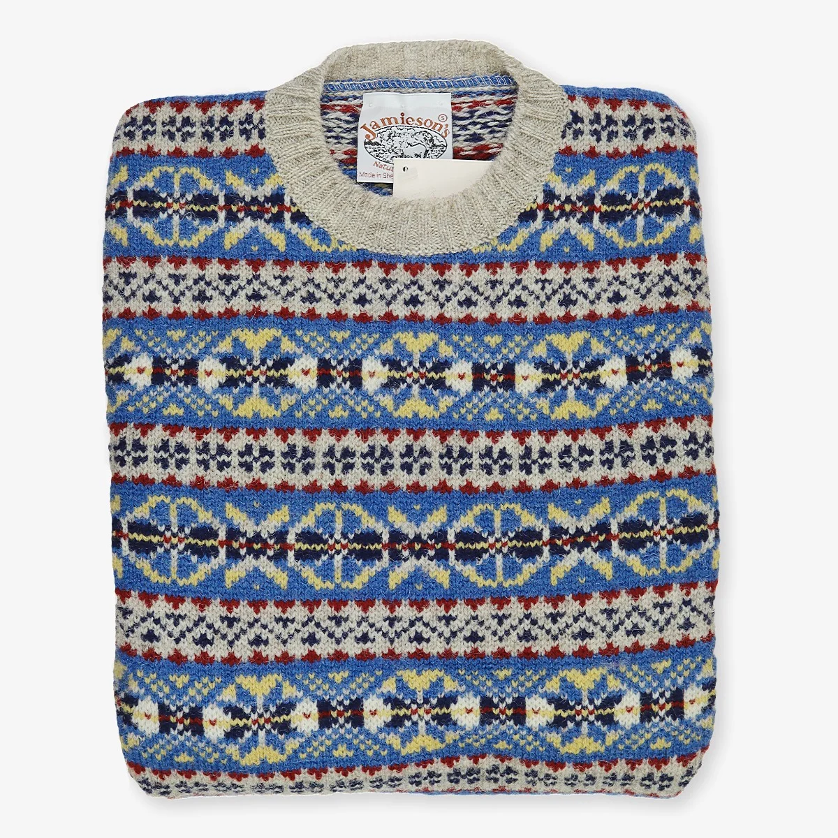 Jamiesons blue Fair Isle wool crew neck sweater