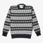 Jamiesons dark grey Fair Isle wool crew neck sweater