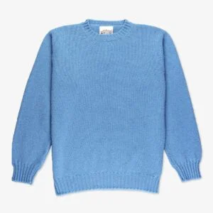 Jamiesons šviesiai mėlynas vilnos megztinis apvalia apykakle
