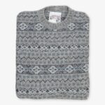 Jamiesons light grey Fair Isle wool crew neck sweater