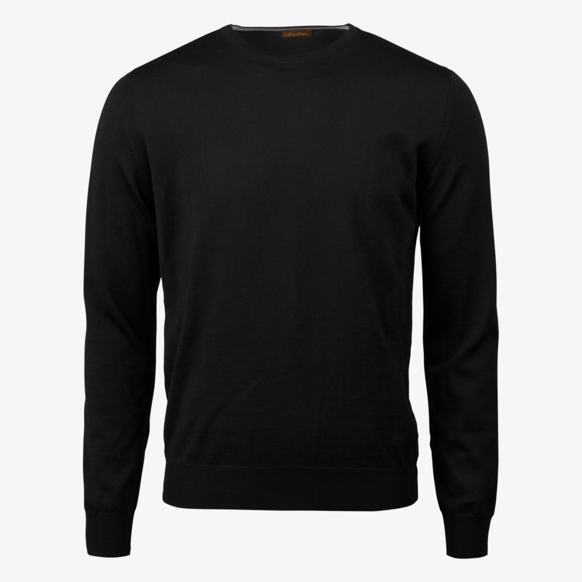 Stenströms black merino wool crew neck sweater