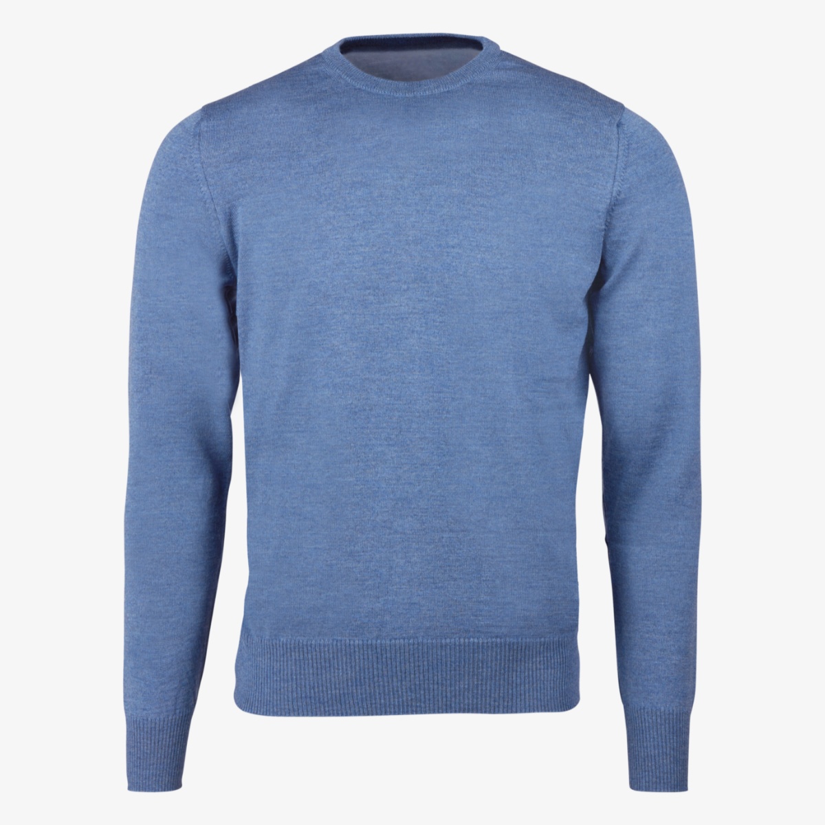 Stenströms light blue merino wool crew neck sweater - blue elbow patches