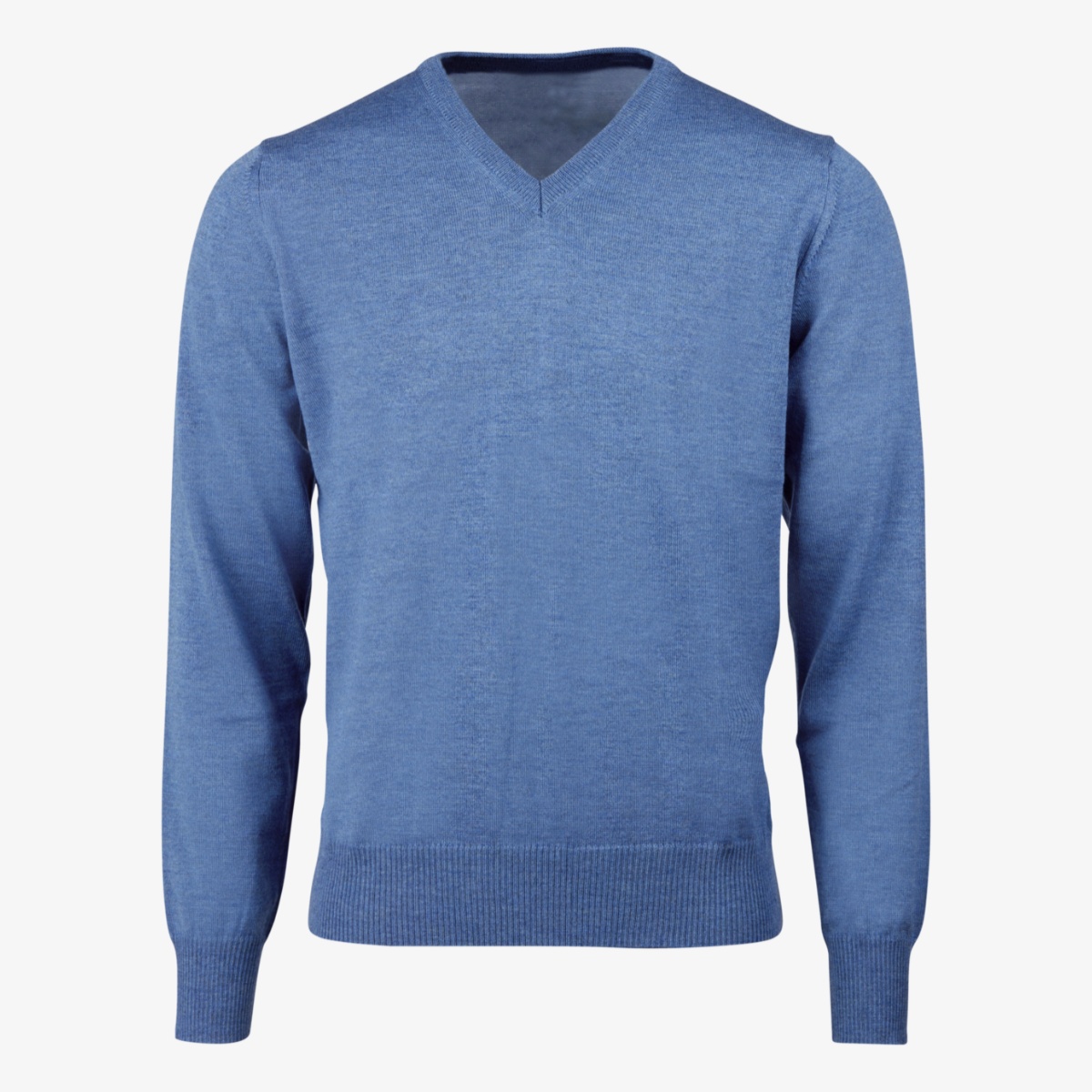 Stenströms light blue merino wool v-neck sweater - blue elbow patches
