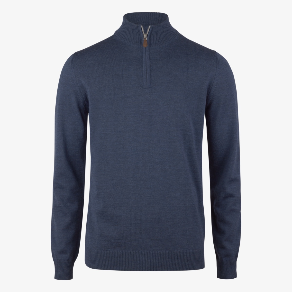 Stenströms dark blue merino wool mock neck half zip sweater