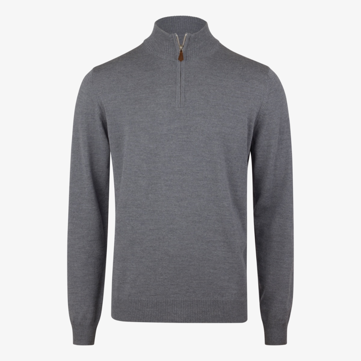 Stenströms grey merino wool mock neck half zip sweater