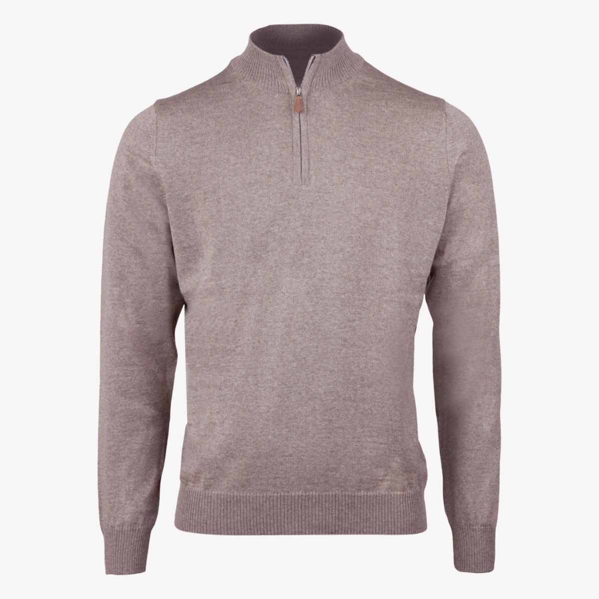 Stenströms light brown merino wool mock neck half zip sweater