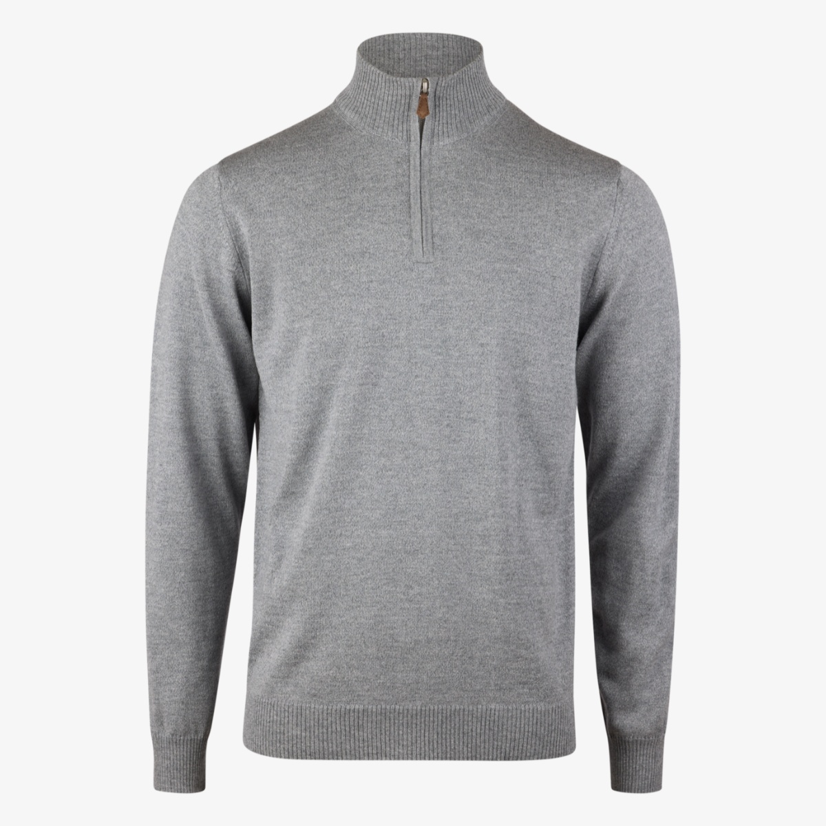 Stenströms light grey merino wool mock neck half zip sweater