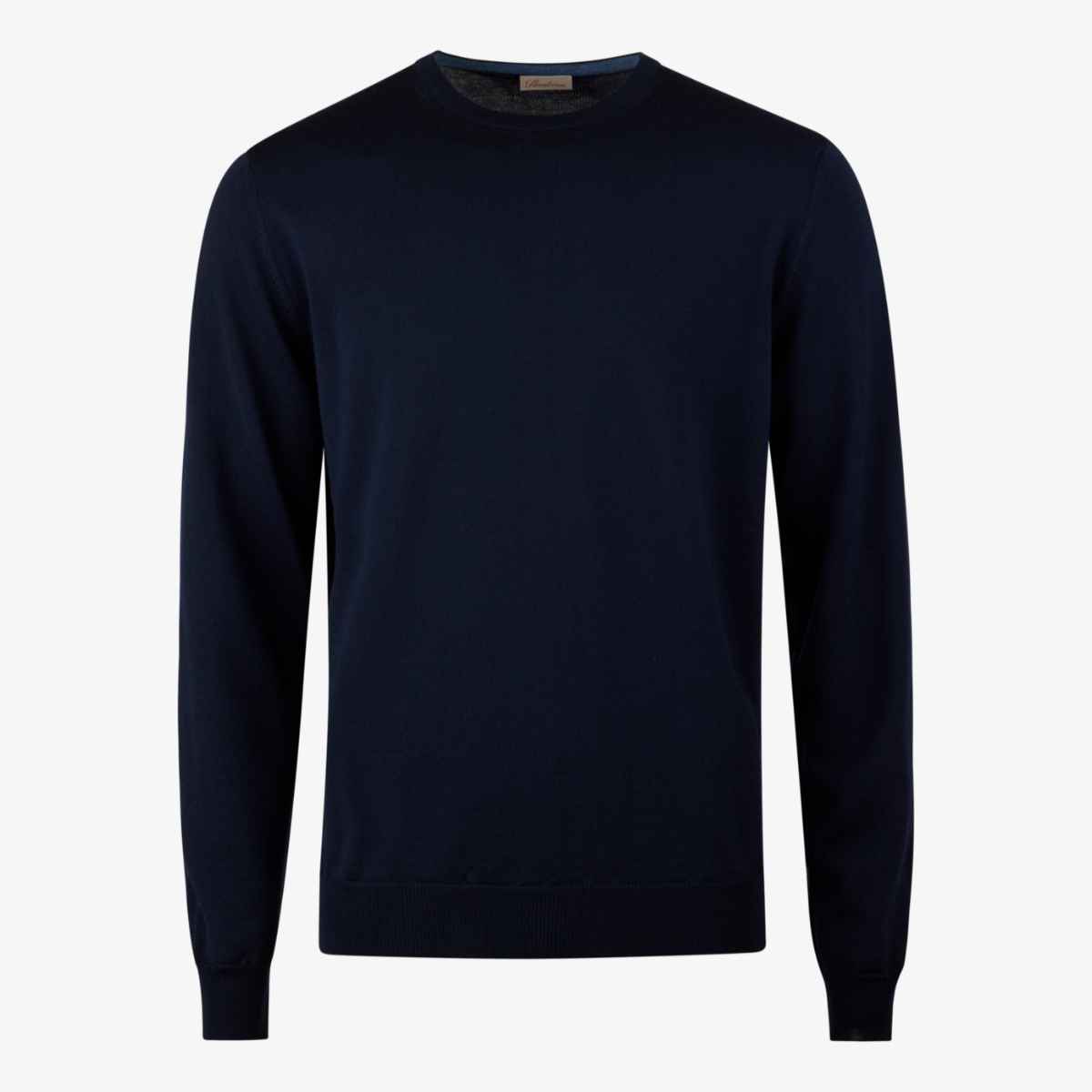 Stenströms navy merino wool crew neck sweater - blue elbow patches