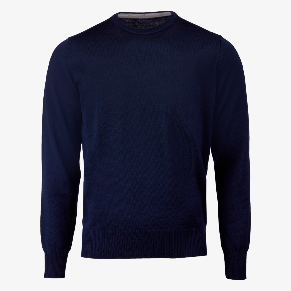 Stenströms navy merino wool v-neck sweater - grey elbow patches