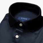 Eton navy slim fit Filo di Scozia solid collar polo shirt