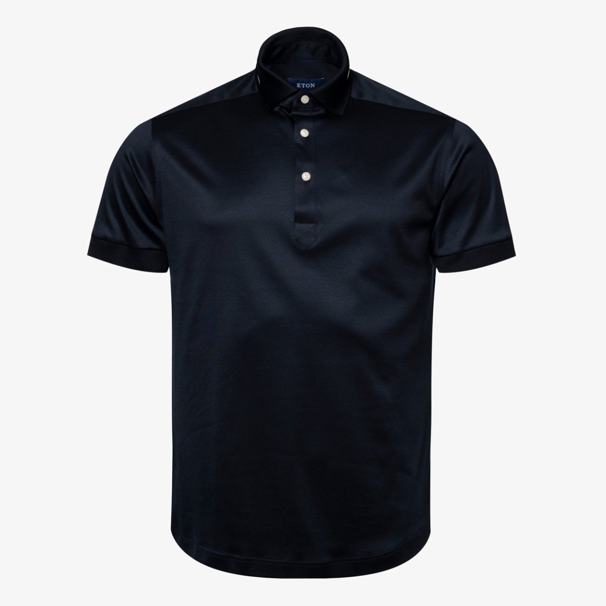 Eton navy slim fit Filo di Scozia solid collar men's polo shirt