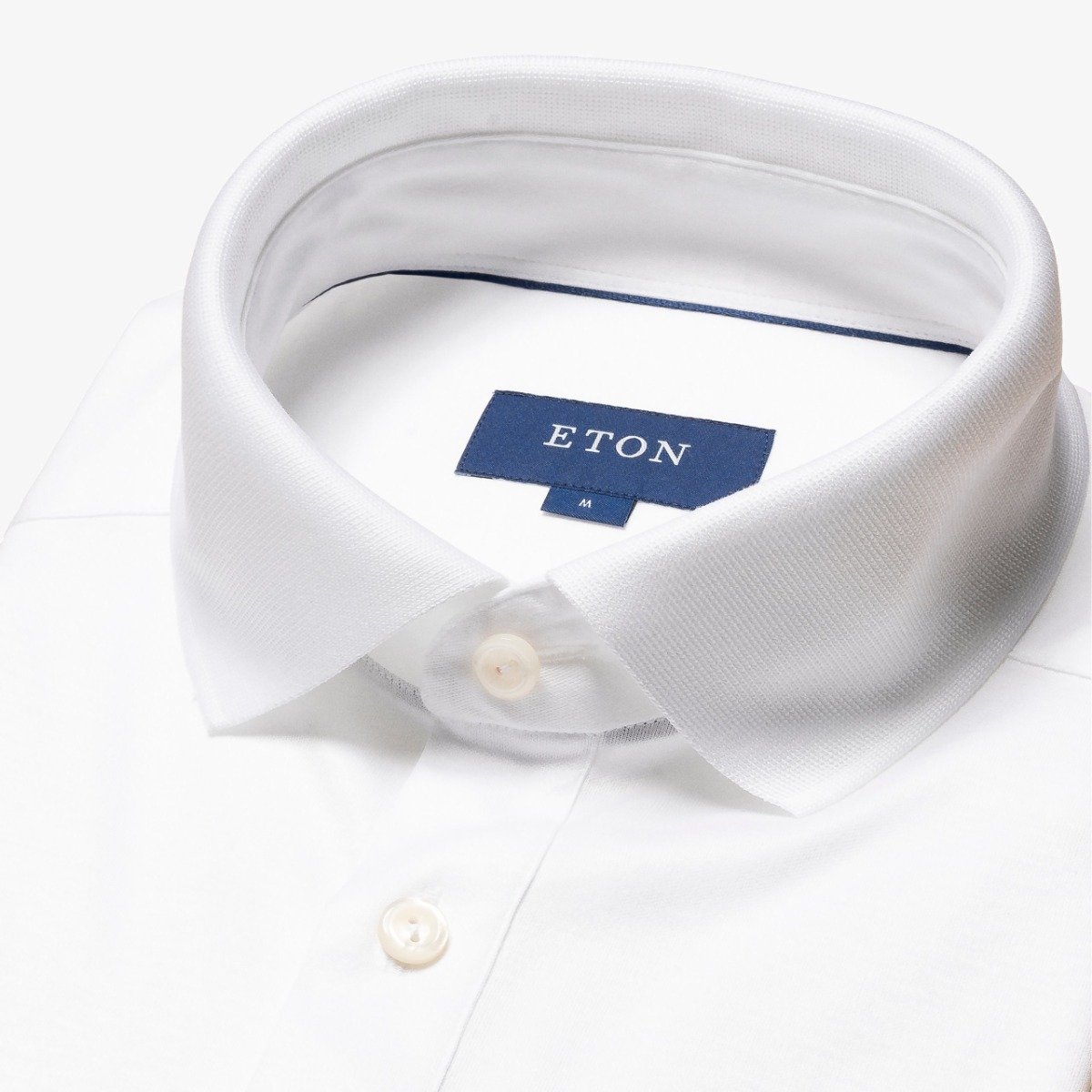 Eton white slim fit Filo di Scozia solid collar men's polo shirt