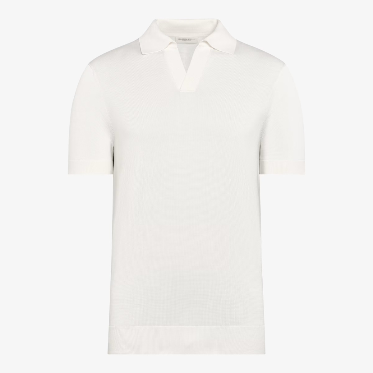 Suitsupply off white buttonless polo shirt