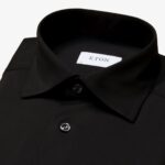 Eton juodi slim fit four-way stretch marškiniai