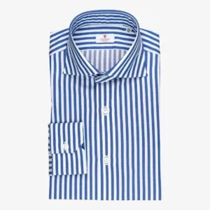 Cordone 1956 blue slim fit bold striped twill men's dress shirt